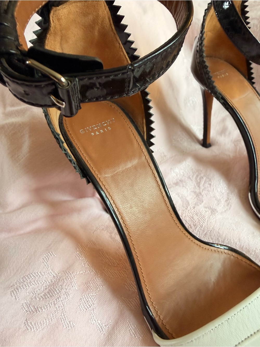 Givenchy Nadia Two-Tone Ankle Strap High Heel Sandals - Cream and Black - Picture 2 of 7